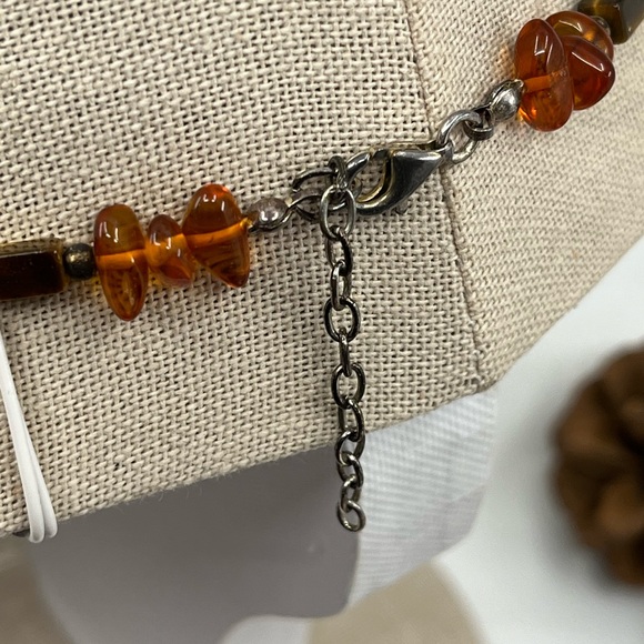 Vintage Adjustable Tiger's Eye Necklace with Sterling Silver Chain - Picture 14 of 16